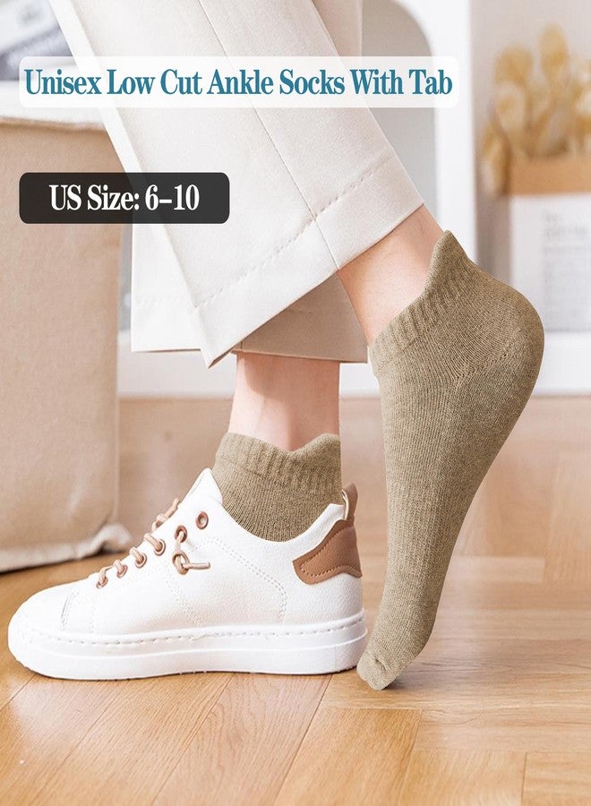 IMAGERIO Ankle Socks for Women and Men, Heel Tab Athletic Socks, Running, Low Cut, Tab Socks, Sports, No Show, Anti-Blister, Unisex, 6 Pairs - Khaki - Image 2